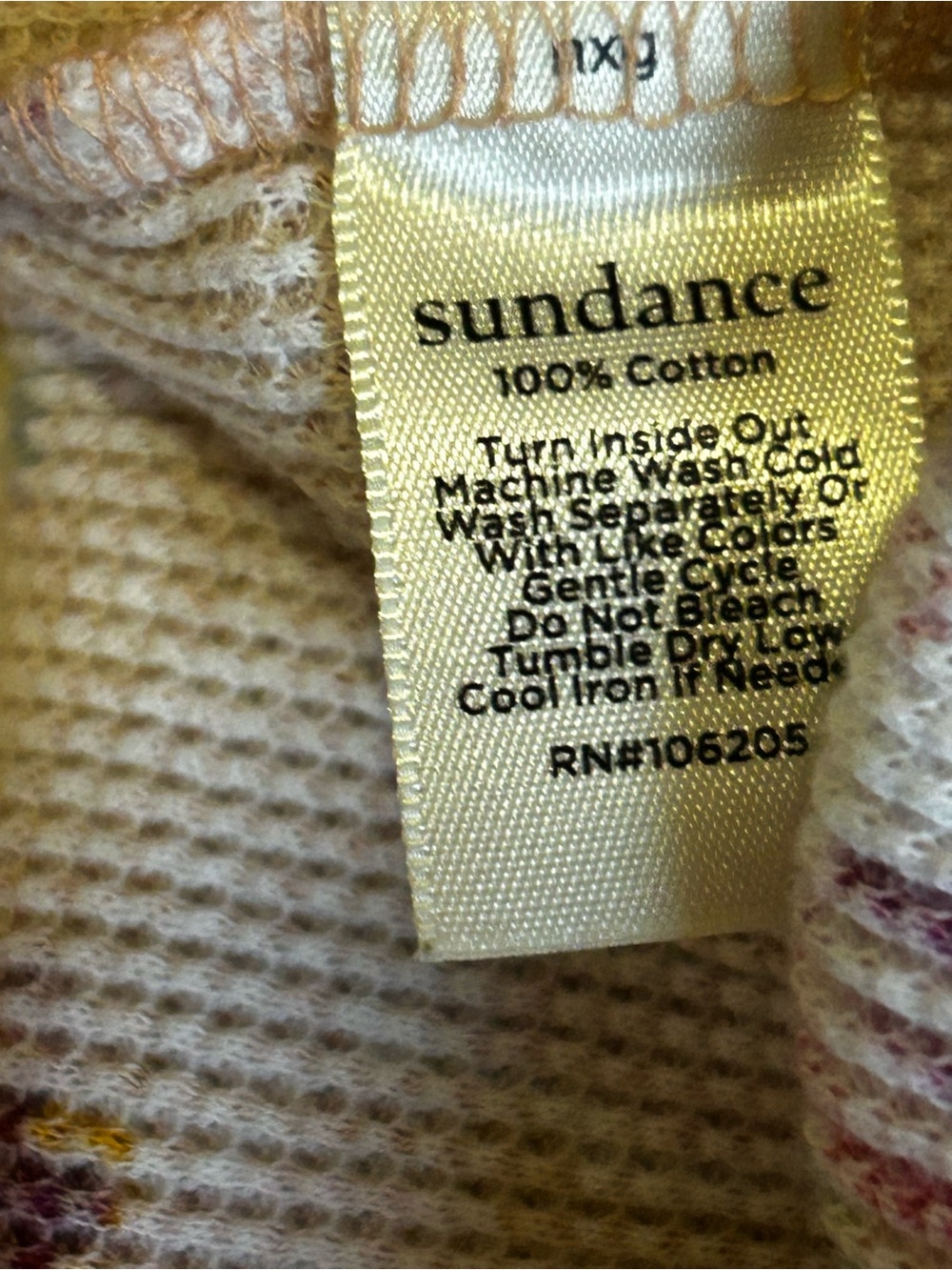 Sundance Waffle Knit Paisley Thermal Top Small 100% Cotton Boho - Picture 5 of 8